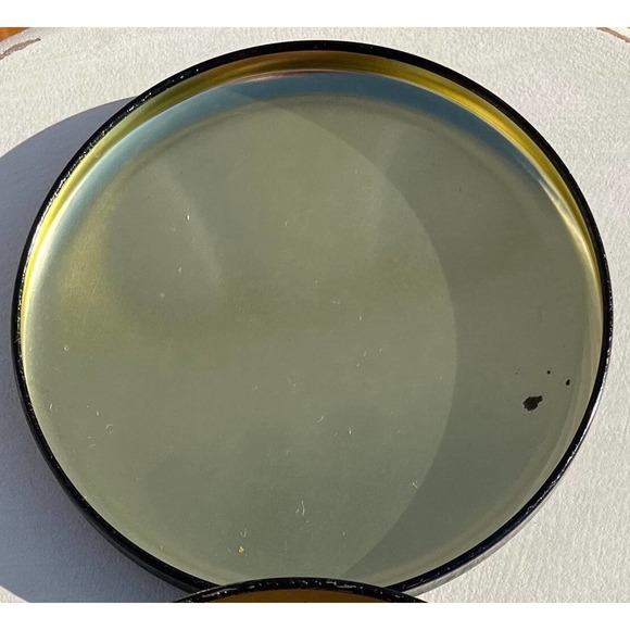 Hand-painted Black Floral lacquer box Vintage Tin Tole Trinket Bowl with Cover - Picture 8 of 10